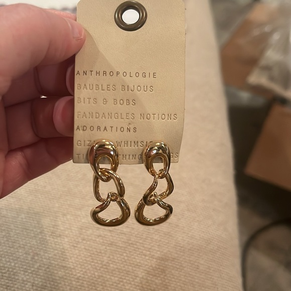 Anthropologie Triple Link Gold Drop Earrings/NWT - Picture 5 of 7